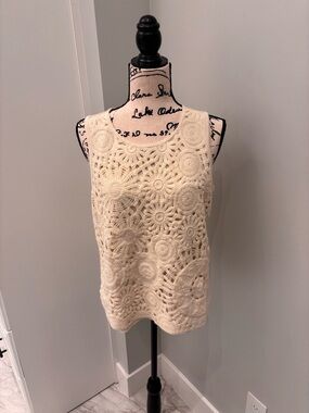 Maurices Cream Crochet Tank - Floral Knit Camisole - NWT